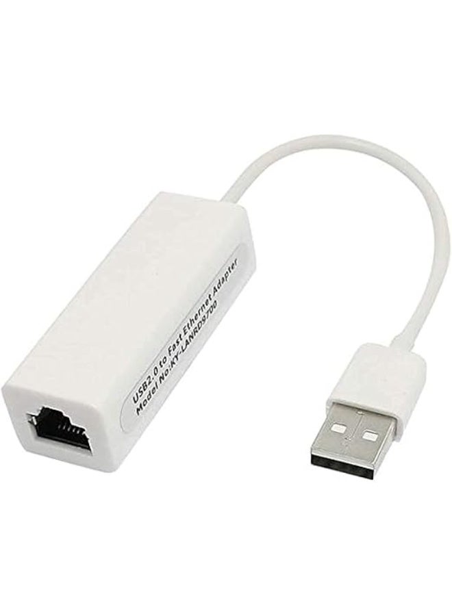 محول شبكة USB 2.0 إلى RJ45 لبطاقات الشبكة المحلية لأجهزة Mac/OS/Android (10/100 ميجابت في الثانية)